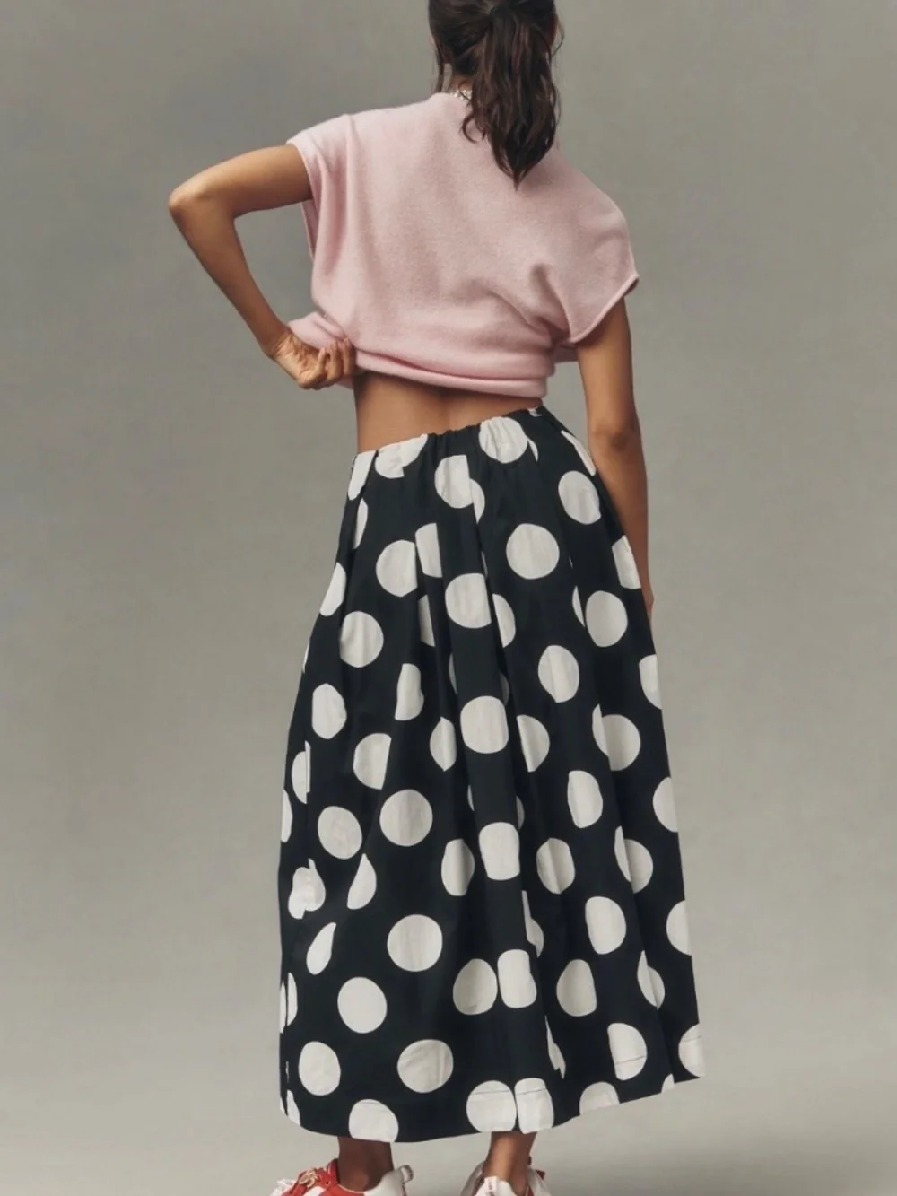 NWT Anthropologie Maeve Black White Polka Dot Maxi Skirt M - Picture 2 of 7